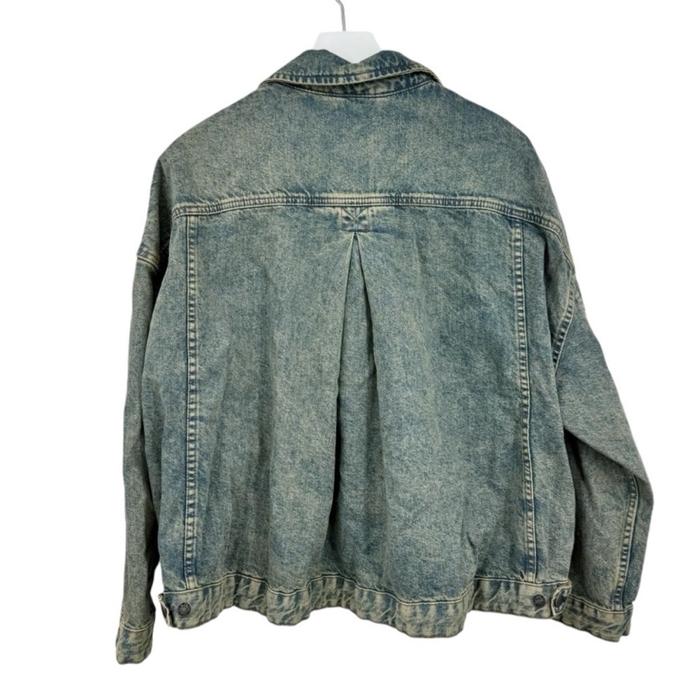 Free People Oversized Acid Wash Blue Denim Jacket - Picture 2 of 5